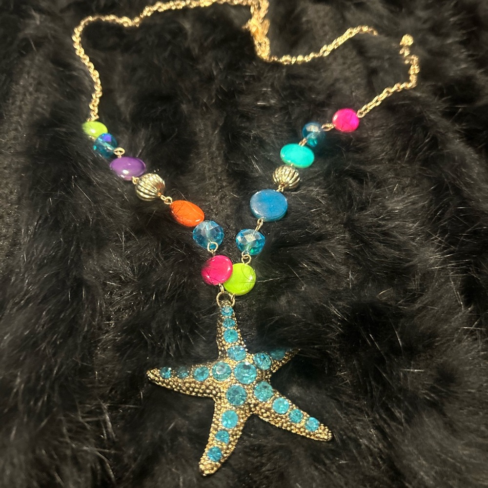 Colorful Starfish Pendant Necklace - Picture 3 of 3